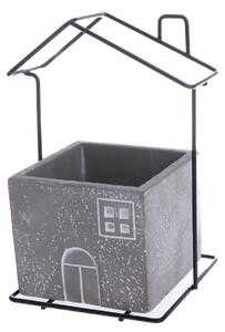 Betónový obal na kvetináč House sivá, 14,5 x 20 x 12 cm