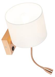 Art Deco nástenná lampa medená s bielym tienidlom - Brescia