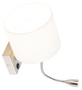 Moderná nástenná lampa oceľ s bielym tienidlom - Brescia