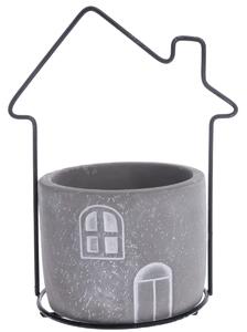 Betónový obal na kvetináč House sivá, 15 x 19,5 x 11,5 cm