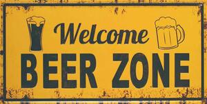 Ceduľa značka Welcome beer zone 30,5cm x 15,5cm Plechová tabuľa