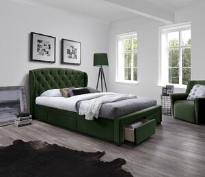 Halmar Čalúnená posteľ so zásuvkami SABRINA tmavo zelená 160x200