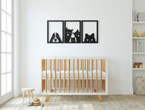 Drevko AKCIA - 3-dielny detský obraz Zvedavé zvieratká (39,5 x 89 cm) Biela