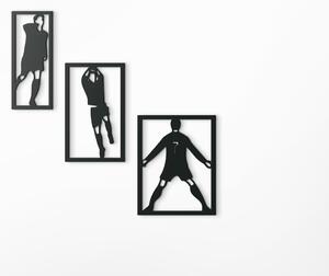 Drevko AKCIA - 3-dielny drevený obraz Futbalista (65 x 65 cm) Čierna