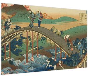 Obraz - Katsushika Hokusai, Ariwara no Narihirafrom the series One Hundred, Poems Explained by the Nurse (Hyakunin isshu uba ga etoki), reprodukcia (90x60 cm)