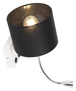 Moderná nástenná lampa biela s čiernym tienidlom - Brescia