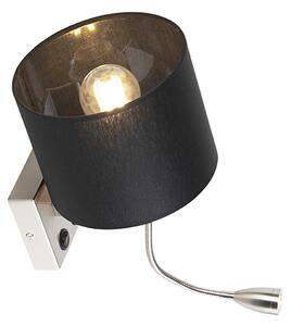 Moderná nástenná lampa oceľ s čiernym tienidlom - Brescia