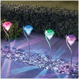 Solárna záhradná lampa - Diamant RGB