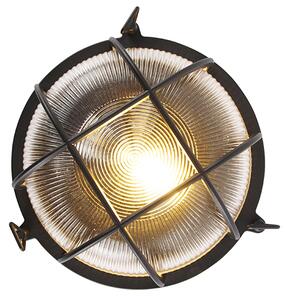 Priemyselná okrúhla nástenná lampa čierna IP44 - Noutica