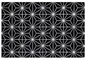 Koberec čierny strieborný viskóza bavlnený podklad 140 x 200 cm geometrický vzor ručne tkaný moderný glamour štýl obývačka spálňa