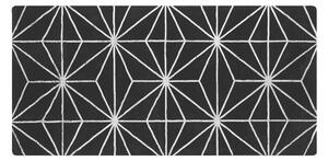 Koberec čierny strieborný viskóza bavlnený podklad 80 x 150 cm geometrický vzor ručne tkaný moderný glamour štýl obývačka spálňa
