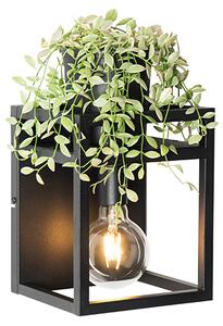 Priemyselná nástenná lampa čierna s poličkou - Cage Rack