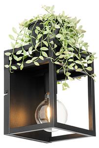 Priemyselná nástenná lampa čierna s poličkou - Cage Rack