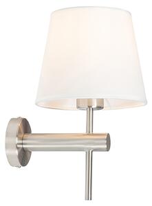 Moderná nástenná lampa biela s oceľou - Pluk