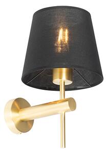 Moderná nástenná lampa mosadz s čiernou - Pluk