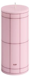Sviečka Column, Small, Pink / Bordeaux Grid – HAY