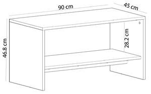 Dizajnový konferenčný stolík Wells 90 cm biely / dub
