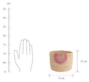 ISALO Košík háčkovaný 13 cm - prírodná/ružová
