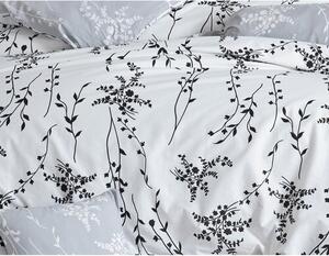 BedTex Bavlnené obliečky Blumen sivá, 140 x 200 cm, 70 x 90 cm