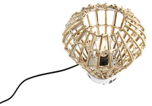Rustikálna stolná lampa bambusová s bielou - Canna Diamond