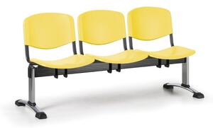 Plastová lavica do čakární ISO, 3-sedadlo, žltá, chróm nohy