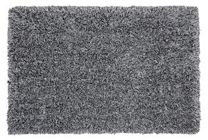 Shaggy koberec s vysokým vlasom čierno-biely polyesterový 140 x 200 cm obdĺžnikový jednofarebný