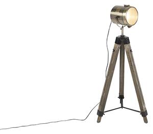 Inteligentná stojaca lampa trojnožka drevená so štúdiovým bodovým svetlom vrátane Wifi B35 - Braha