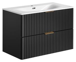 Kúpeľňová skrinka s umývadlom ADEL Black U80/1 | 80 cm