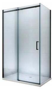Mexen Omega, sprchovací kút s posuvnými dverami 160 (dvere) x 70 (stena) cm, 8mm sklo, čierny profil-číre sklo, 825-160-070-70-00