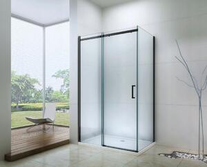 Mexen Omega, sprchovací kút s posuvnými dverami 160 (dvere) x 70 (stena) cm, 8mm sklo, čierny profil-číre sklo, 825-160-070-70-00