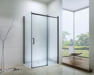 Mexen OMEGA sprchovací kút 140x70cm, 8mm sklo, čierny profil-číre sklo, 825-140-070-70-00