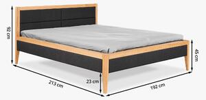 Manželská posteľ z dubového dreva kombinovaná s čalúnením