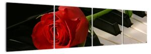 Obraz ruže na klavíri (Obraz 160x40cm)