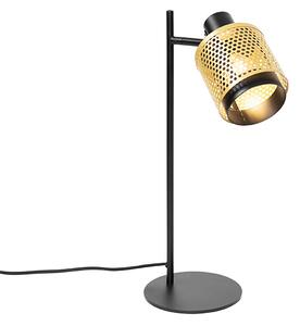 Priemyselná stolná lampa čierna so zlatom - Kayden
