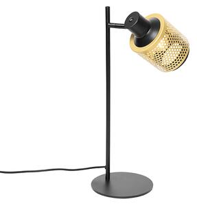 Priemyselná stolná lampa čierna so zlatom - Kayden