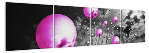 Abstraktný obraz - fialové gule (Obraz 160x40cm)