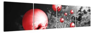 Abstraktný obraz - červené gule (Obraz 160x40cm)