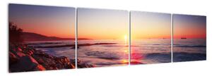 Moderný obraz - západ slnka nad morom (Obraz 160x40cm)