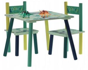 Set detského stolíka a stoličiek s dinosaurami Zelená