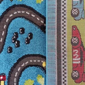 Senzorický detský koberec s motívom autodráhy Modrá