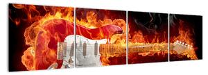 Obraz - gitara v ohni (Obraz 160x40cm)