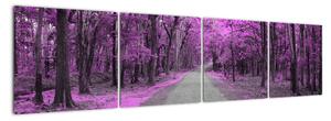 Moderný obraz - fialový les (Obraz 160x40cm)