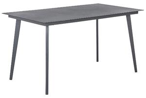 Stôl sivý kovový záhradný 140 x 80 cm, sklenená doska, moderný