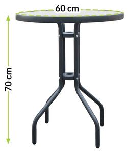 Balkonový stolek kovový JUPITER se skleněnou deskou 60