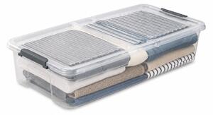 Úložný box s vekom a kolieskami pod posteľ, KEEEPER CLIPBOX LEO 33L, 77 x 38 x 16 cm