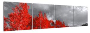 Červený les - moderný obraz (Obraz 160x40cm)