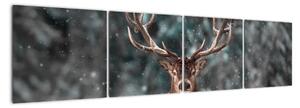 Obraz - jeleň v zime (Obraz 160x40cm)