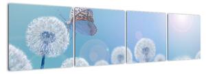 Obraz púpav na modrom pozadí (Obraz 160x40cm)