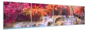 Obraz vodopádu a farebné prírody (Obraz 160x40cm)