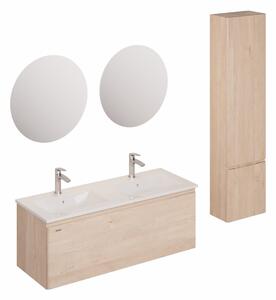 Kúpeľňová zostava s umývadlom vrátane umývadlovej batérie, vtoku a sifónu Naturel Ancona akácie KSETANCONA6